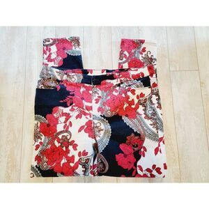 Chico's 2.5 Platinum Jeggings Women’s ‎ Medium Colorful Floral Bk/Wh/Red Large